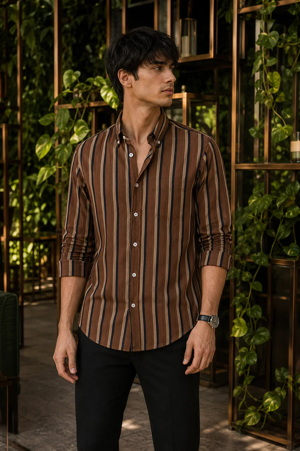 Men's Striped Full Sleeve Shirt - MerinoWear