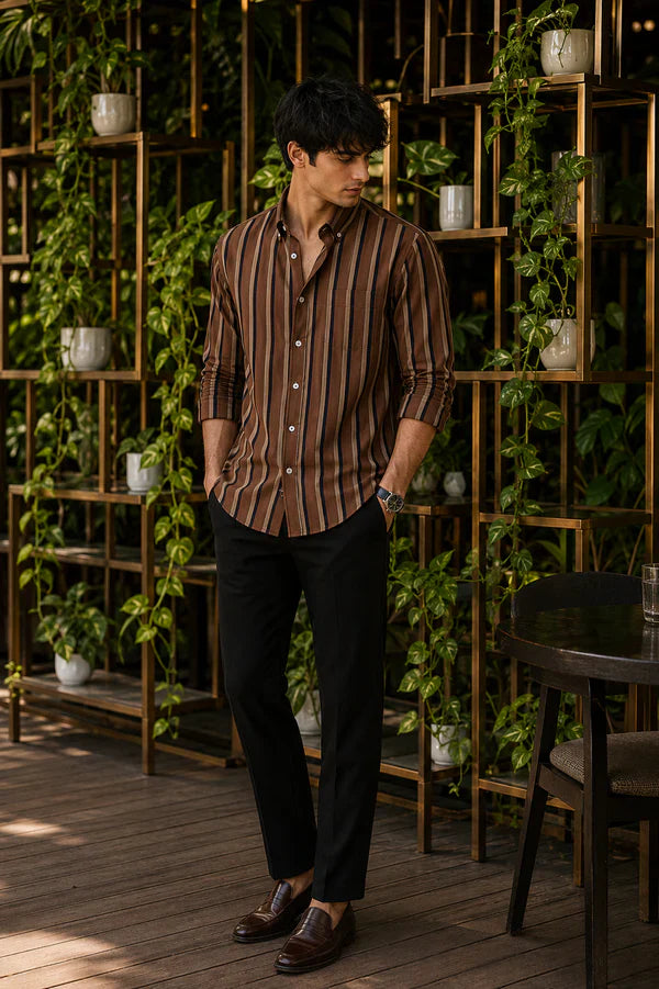 Men's Striped Full Sleeve Shirt - MerinoWear