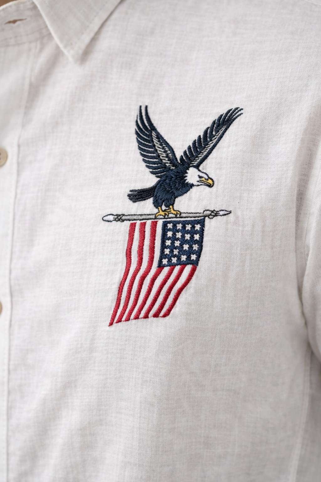 MerinoWear Riviera Freedom Crest Embroidered White Shirt