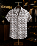 Men's Grey Chevron Printed Resort Shirt