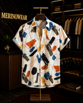 Men's Multicolor Abstract Brushstroke Printed Resort Shirt