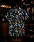Men's Navy Botanical Printed Resort Shirt