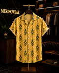 Men's Mustard Geometric Resort Print Shirt