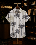 Men's White Palm Tree Print Resort Shirt