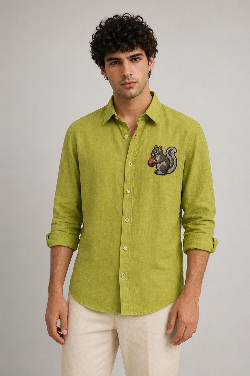 Acorn Squirrel Embroidered Shirt