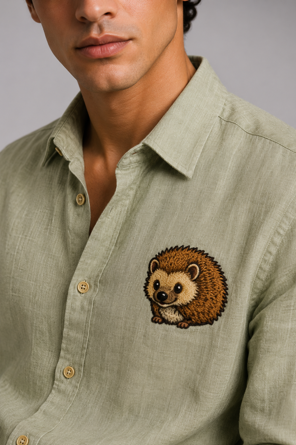 Woodland Hedgehog Embroidered Shirt