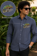 MerinoWear Chameleon Embroidered Premium Cotton Shirt – Slate Blue