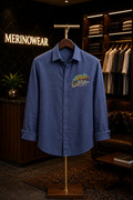 MerinoWear Chameleon Embroidered Premium Cotton Shirt – Slate Blue