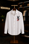 MerinoWear Riviera Freedom Crest Embroidered White Shirt