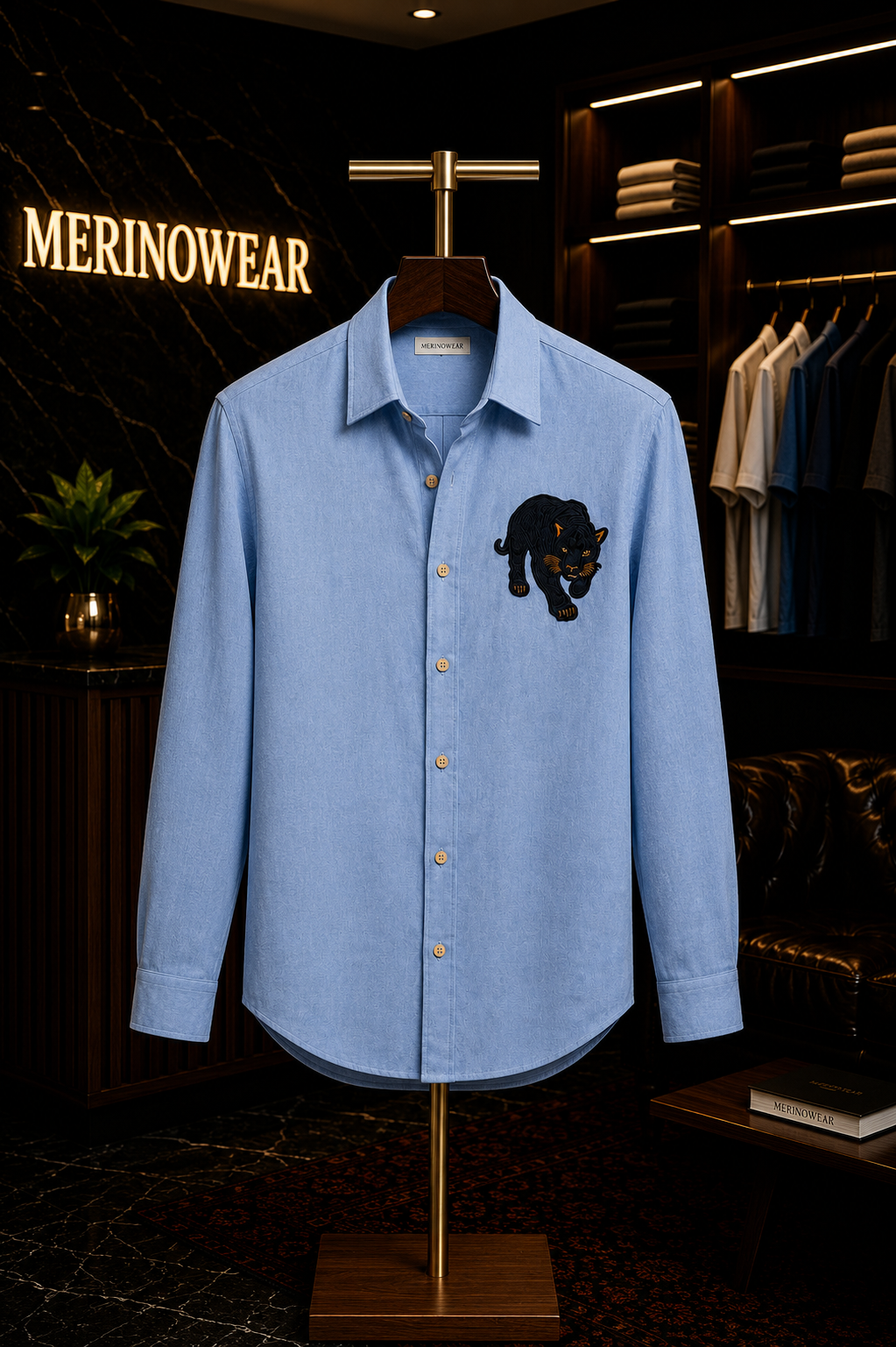 Midnight Panther Embroidered Shirt
