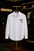 MerinoWear Flying Bird White Linen Shirt