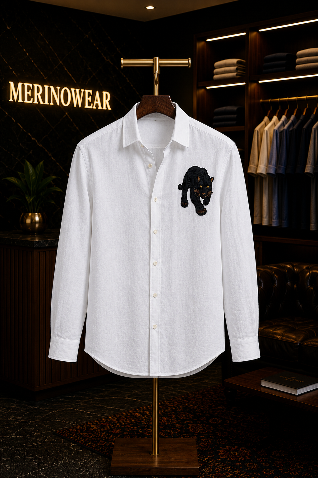 MerinoWear Black Panther White Linen Shirt