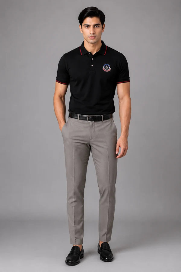 Men's White Contrast Collar Premium Polo T-Shirt
