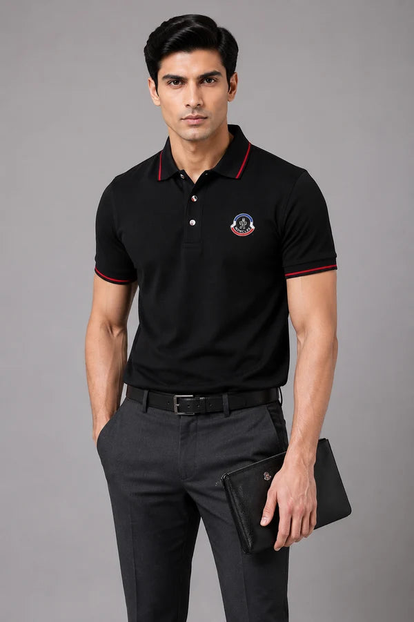 Men's White Contrast Collar Premium Polo T-Shirt