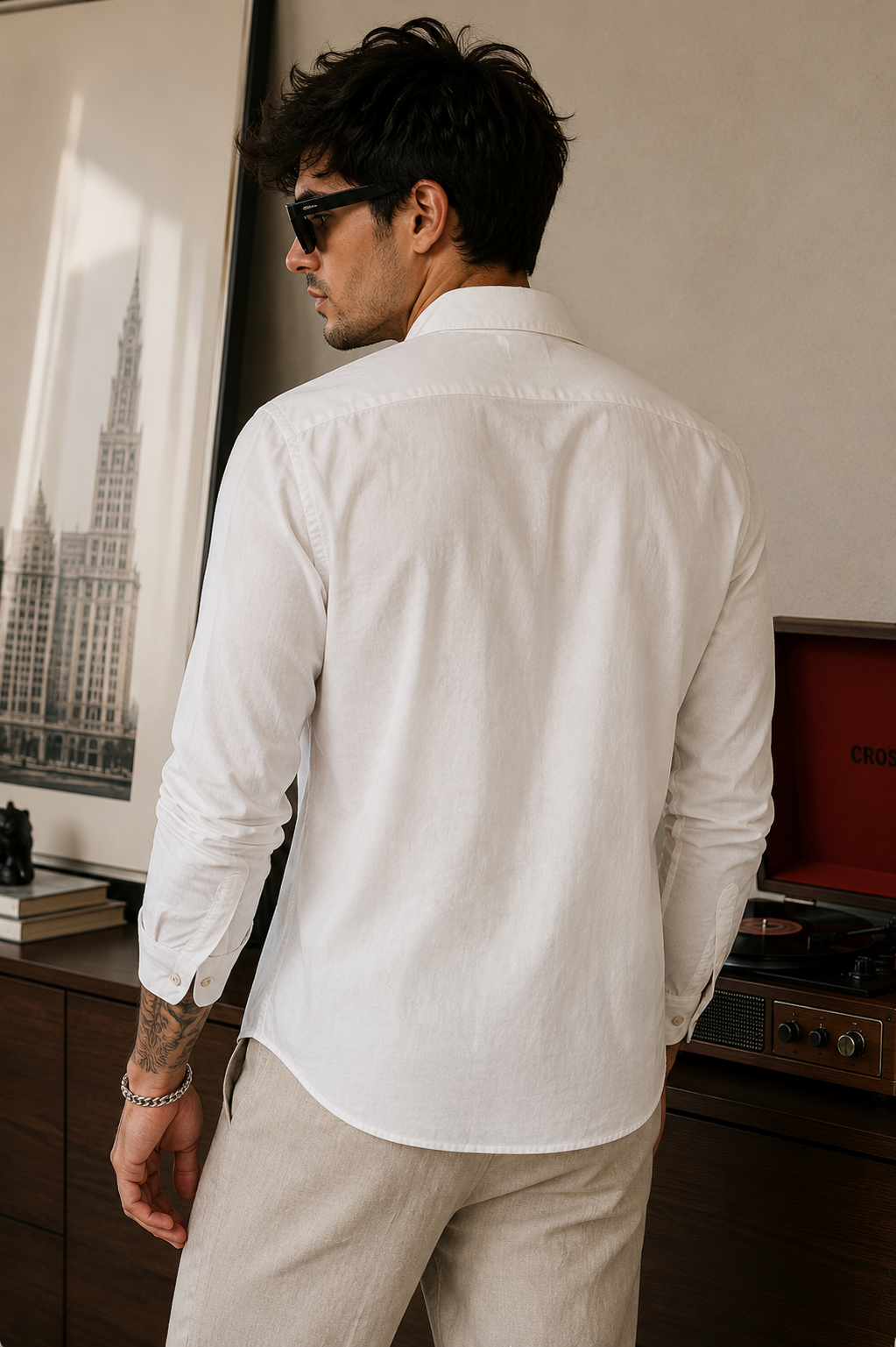 MerinoWear Riviera Freedom Crest Embroidered White Shirt