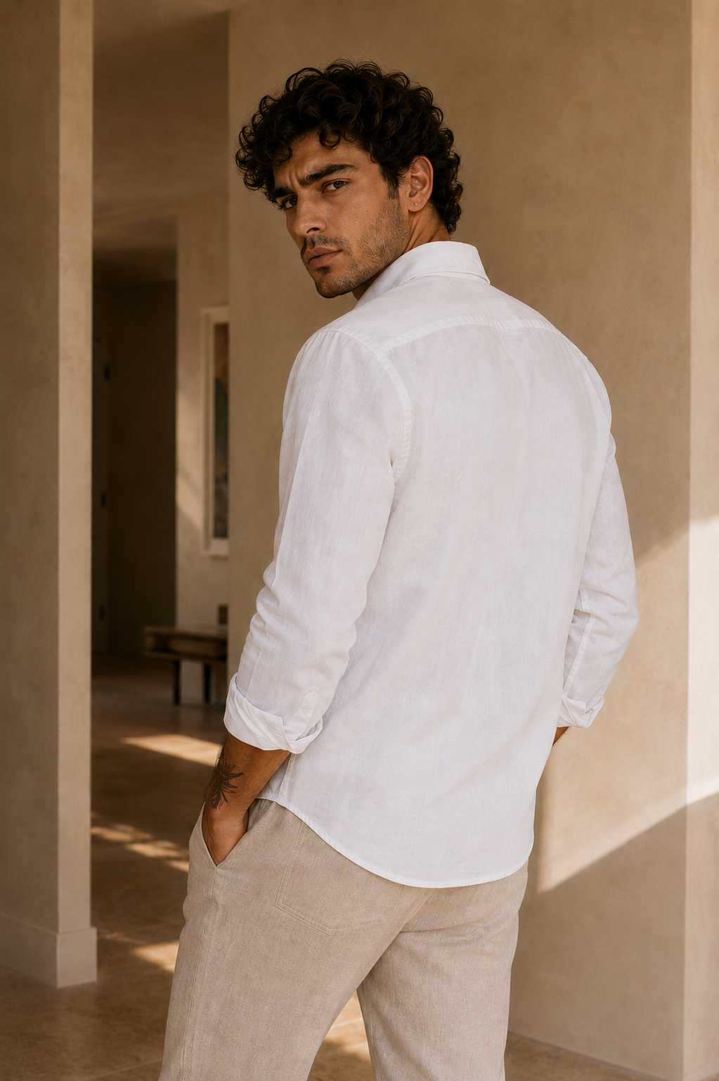 MerinoWear Riviera Sport Luxe “Overserved” Embroidered White Shirt