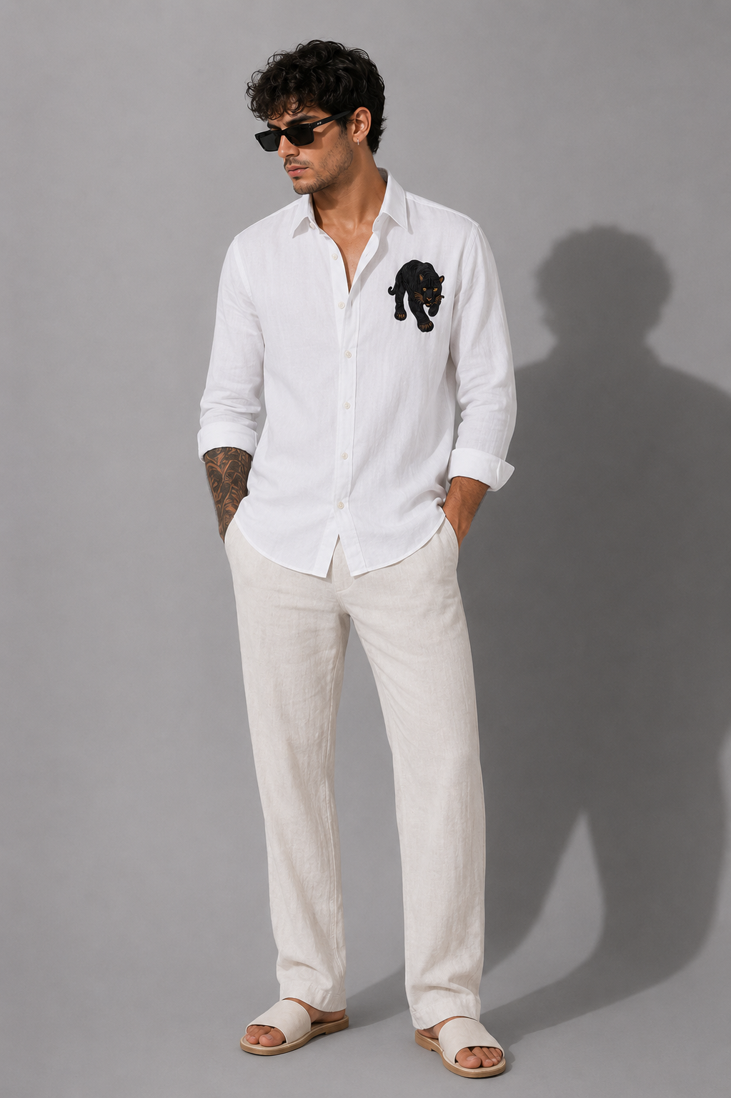 MerinoWear Black Panther White Linen Shirt