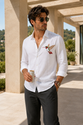 MerinoWear Flying Bird White Linen Shirt