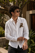 MerinoWear Royal Owl White Linen Shirt