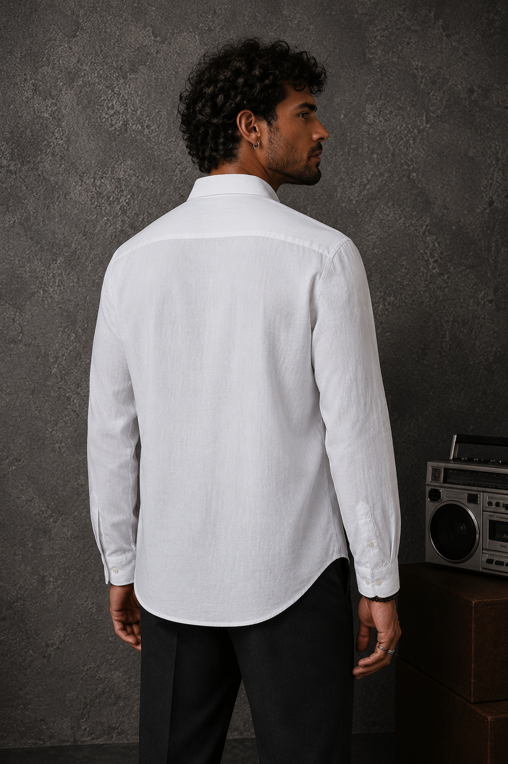 MerinoWear Nut Squirrel White Linen Shirt