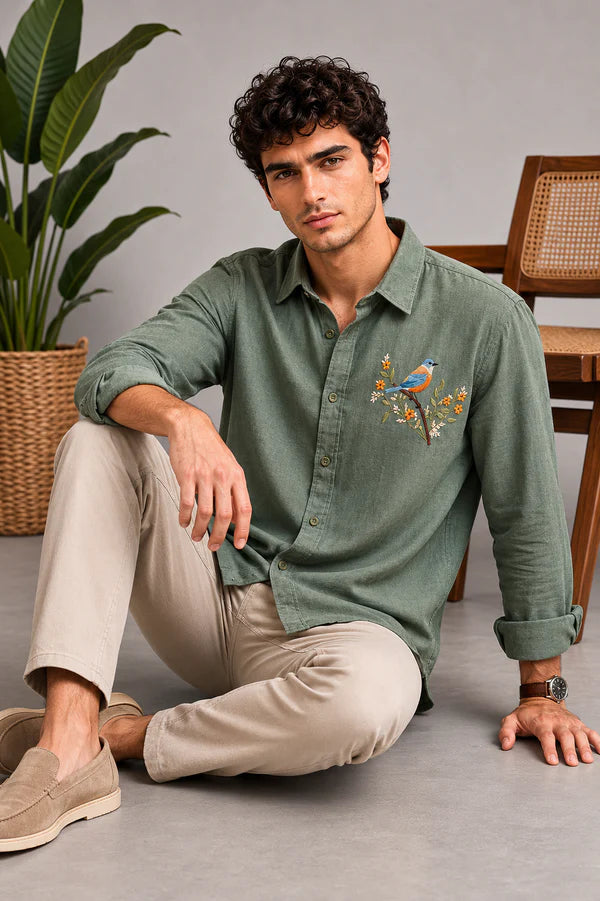 Songbird Garden Embroidered Shirt
