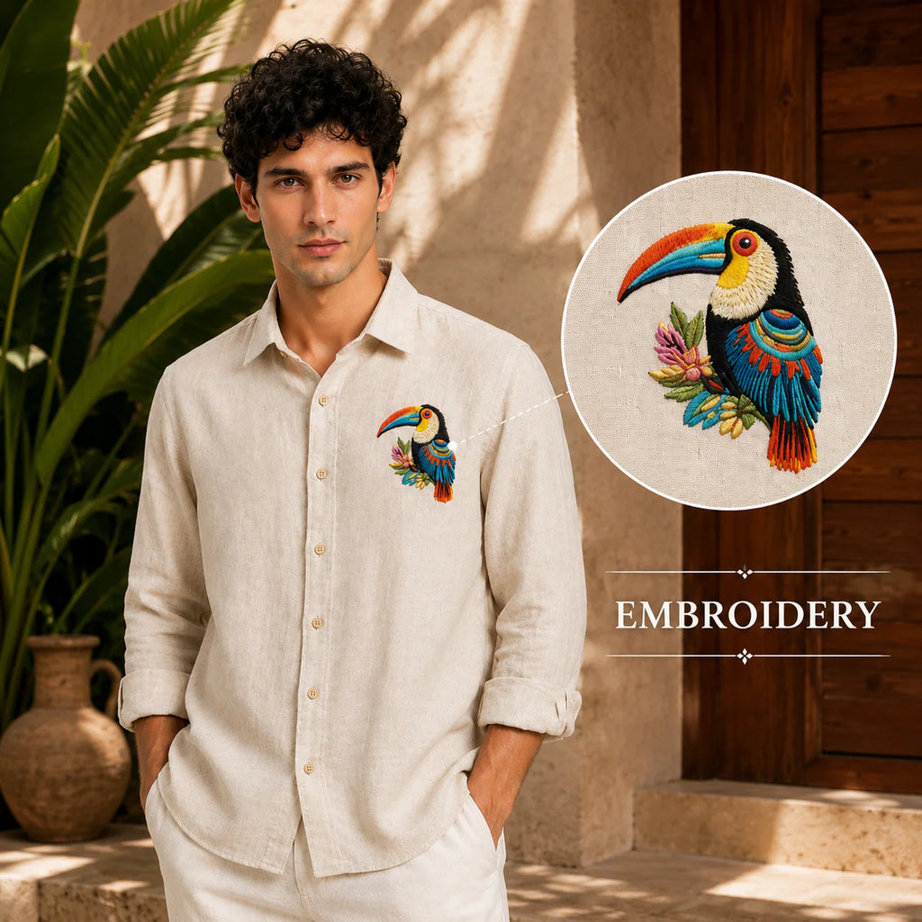 Tropical Toucan Embroidered Shirt