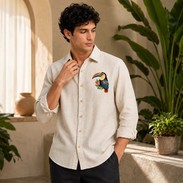 Tropical Toucan Embroidered Shirt
