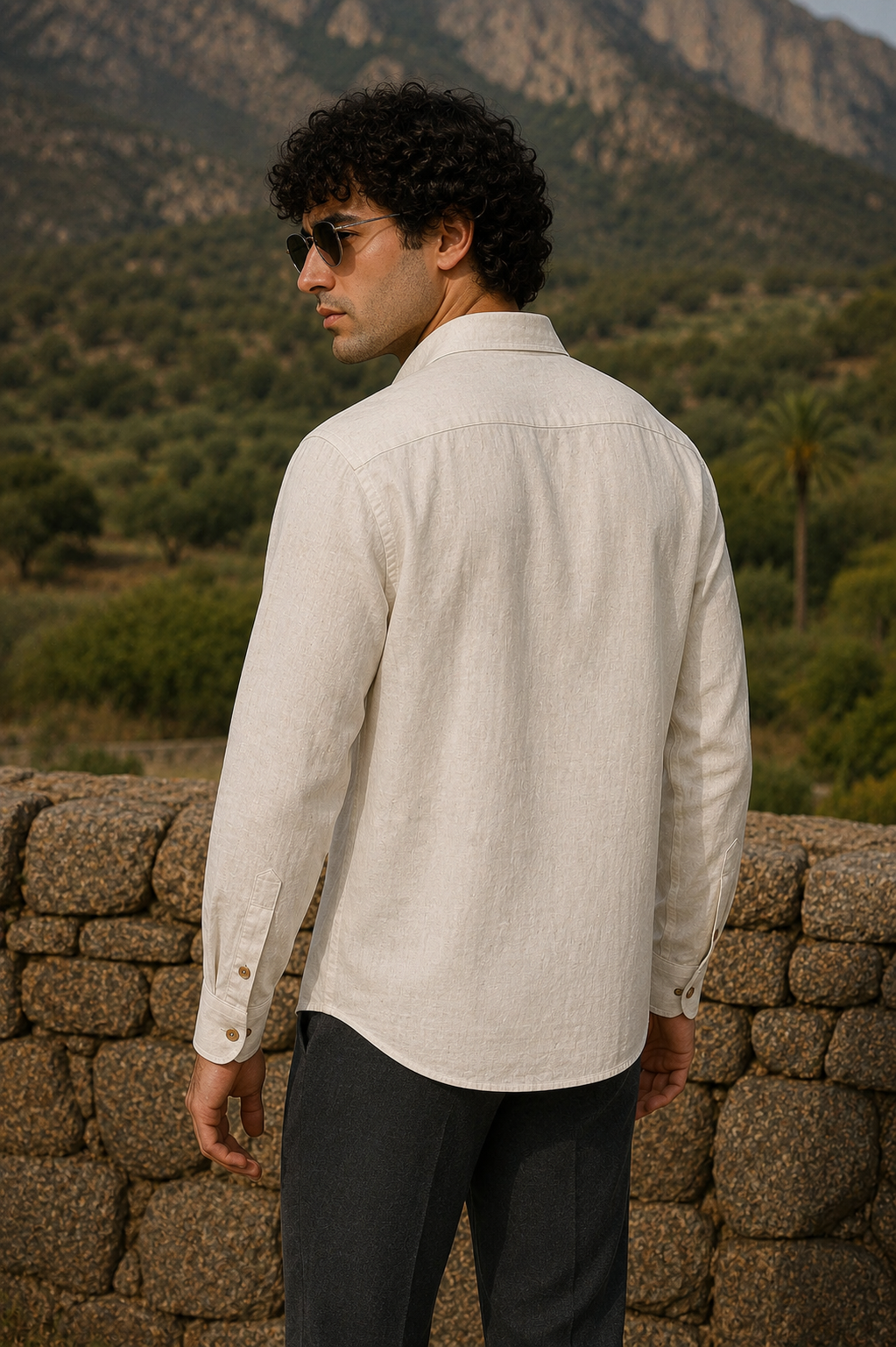 MerinoWear Heritage Beige Warli Art Printed Linen Shirt
