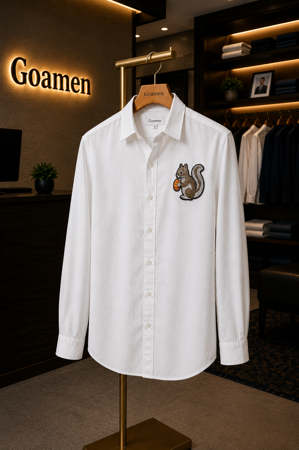 MerinoWear Nut Squirrel White Linen Shirt