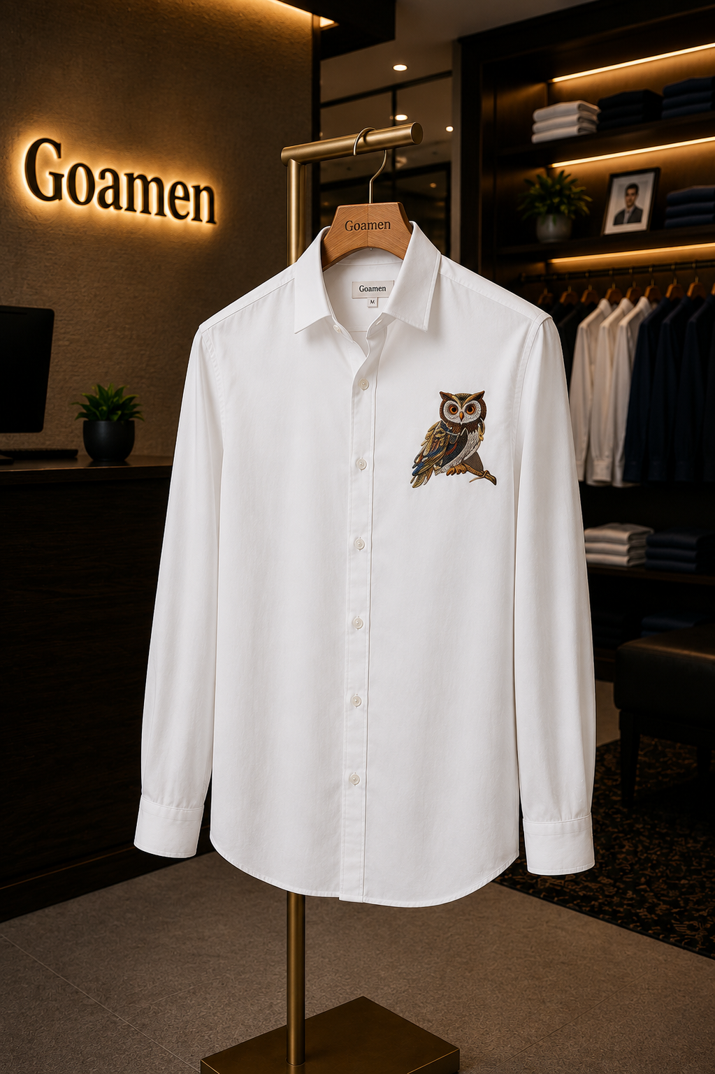 MerinoWear Royal Owl White Linen Shirt