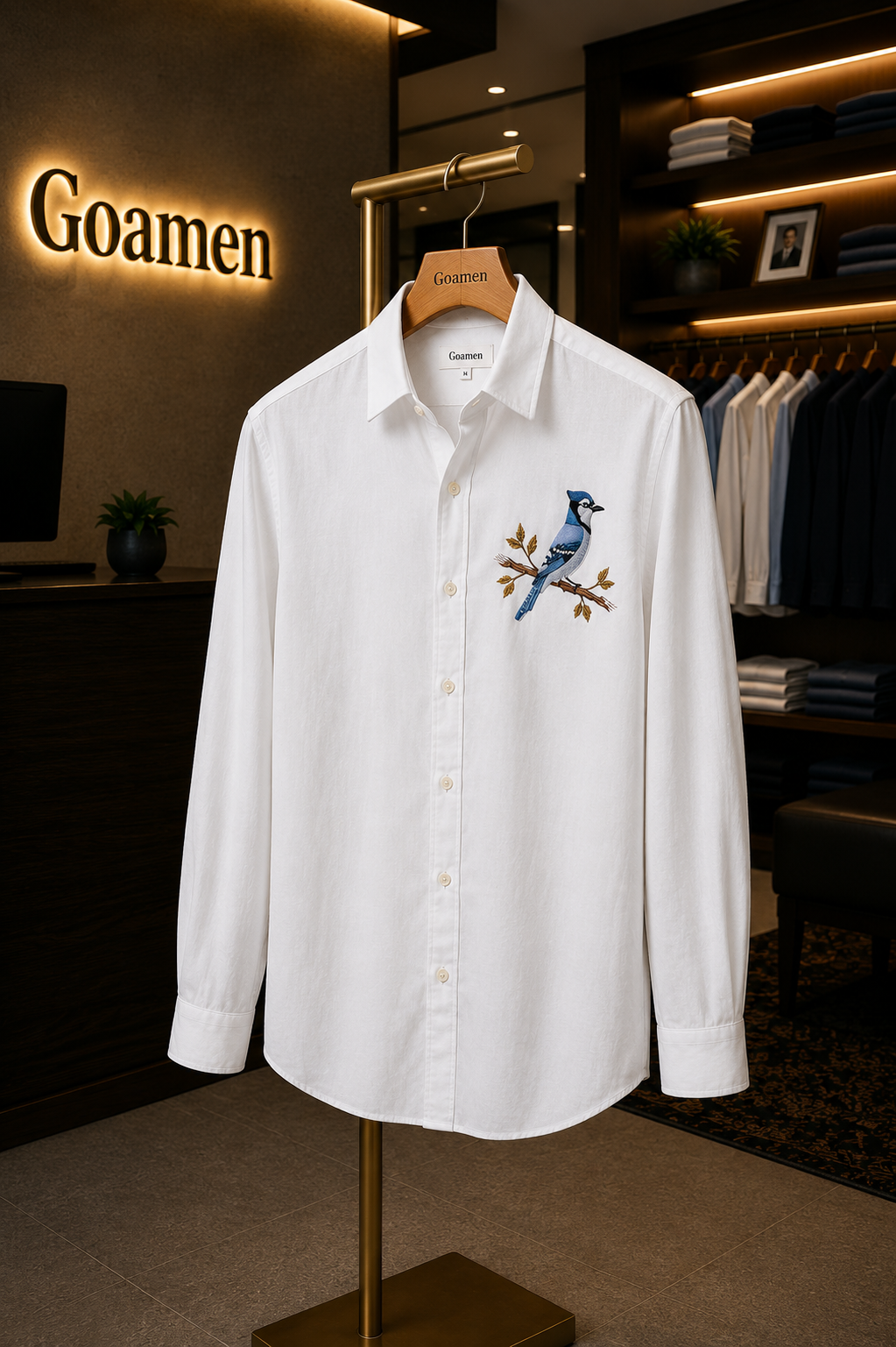 MerinoWear Blue Sparrow White Linen Shirt