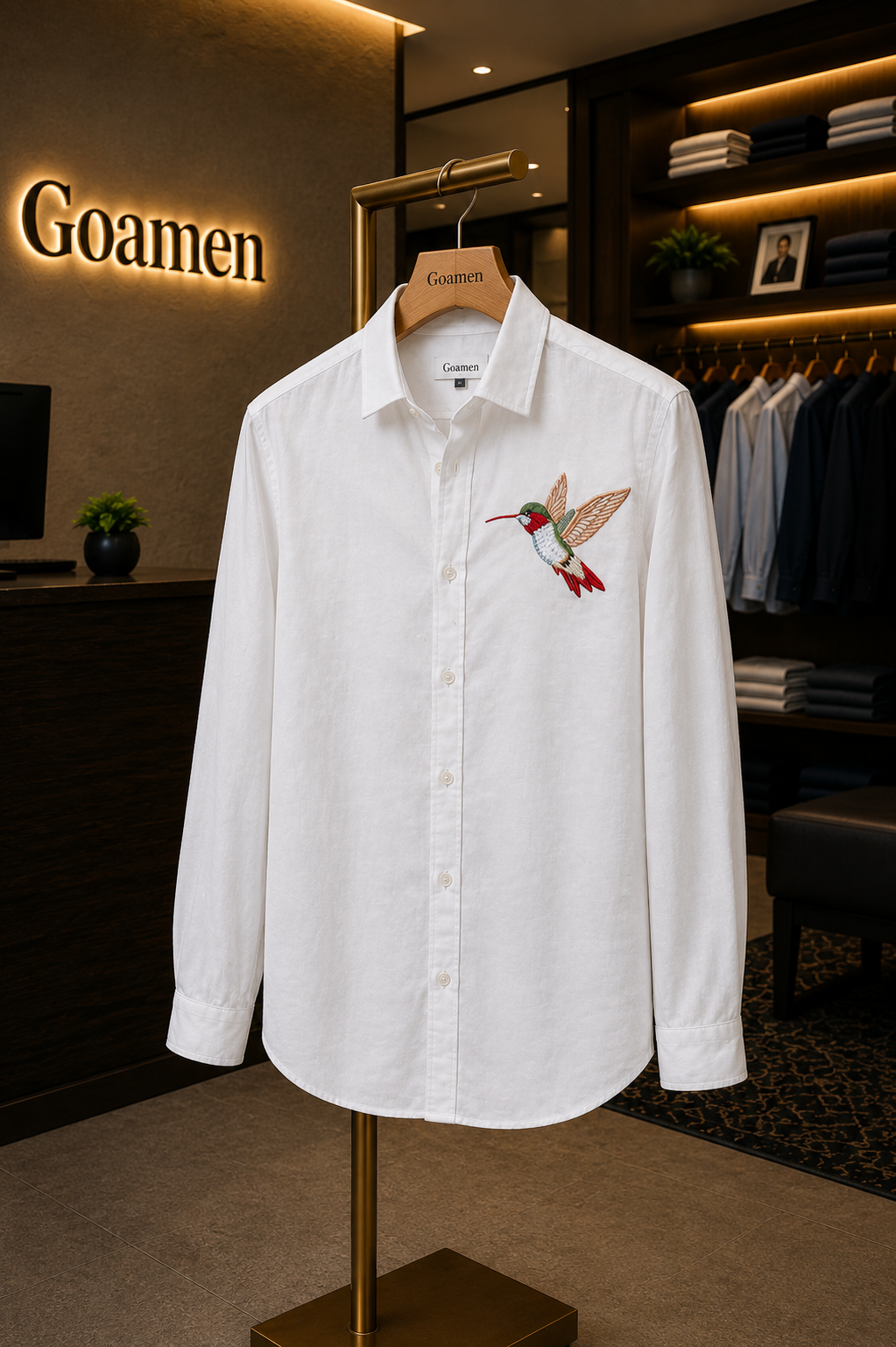 MerinoWear Flying Bird White Linen Shirt