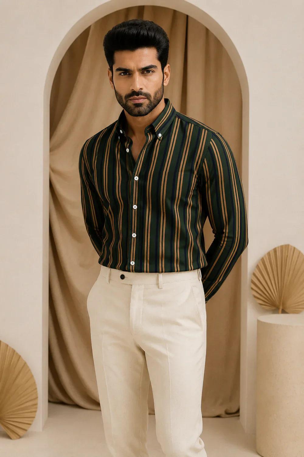 Men's Striped Full Sleeve Shirt - MerinoWear