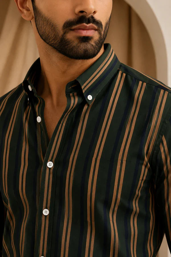 Men's Striped Full Sleeve Shirt - MerinoWear