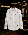Men's Ivory Football Motif Shirt