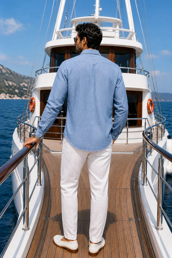 Men's Arctic Blue Fox Motif Shirt