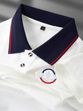 Men's White Contrast Collar Premium Polo T-Shirt