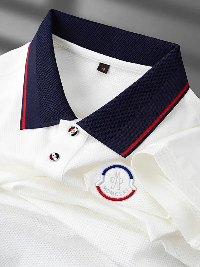 Men's White Contrast Collar Premium Polo T-Shirt