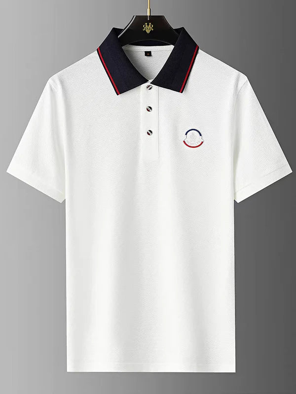 Men's White Contrast Collar Premium Polo T-Shirt
