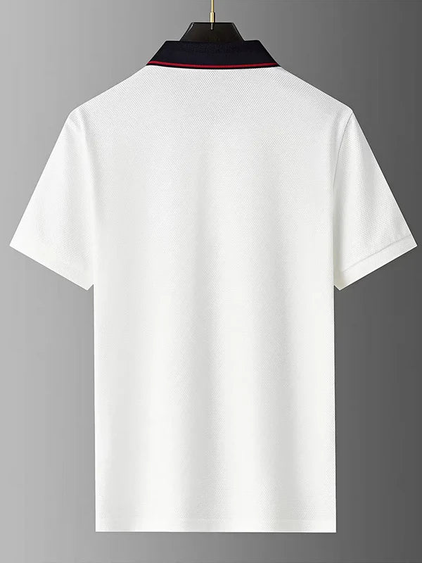 Men's White Contrast Collar Premium Polo T-Shirt