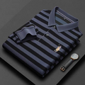 Merinowear Premium Striped Full Sleeve Polo T-Shirt – Navy Blue & Black